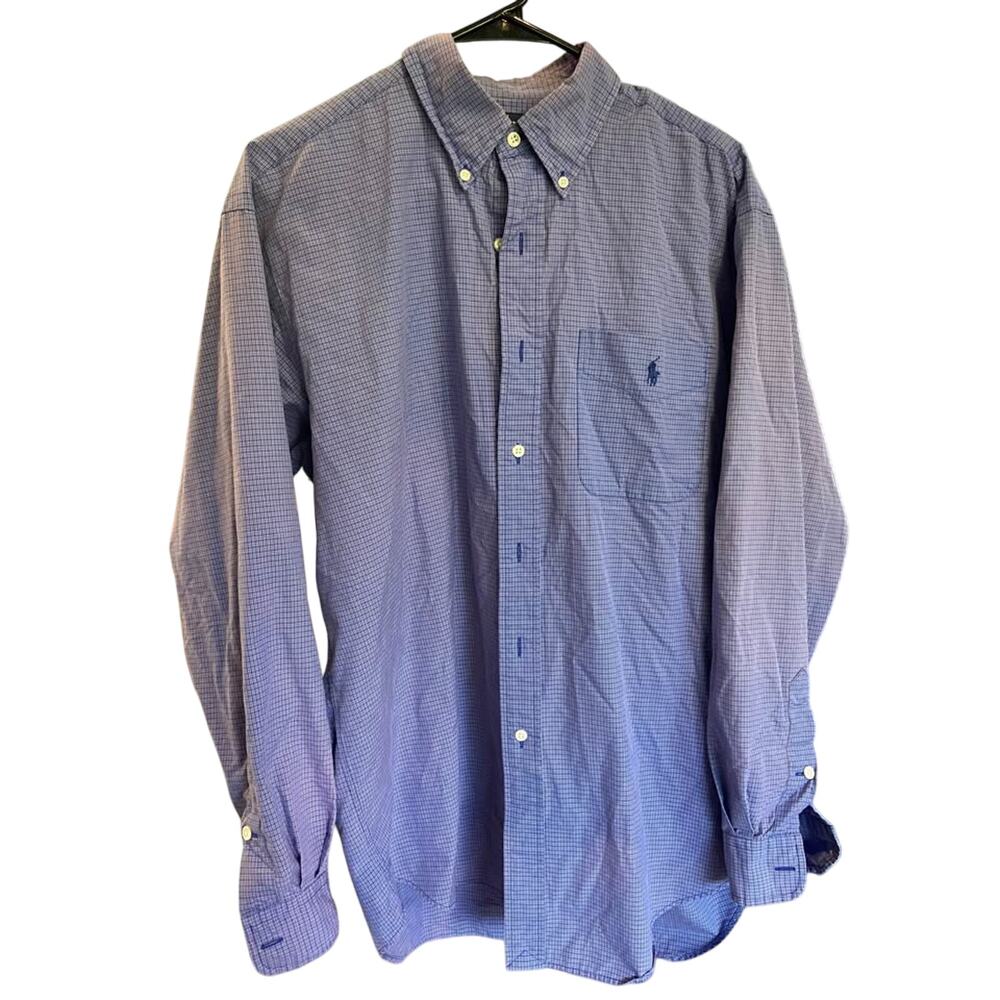 Ralph Lauren polo mens large blue long sleeve dress shirt